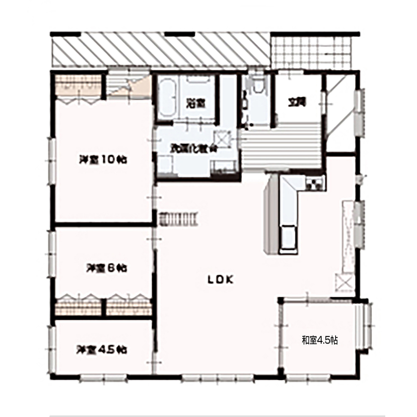 35坪の平屋間取り③ 4LDK 間取りプラン