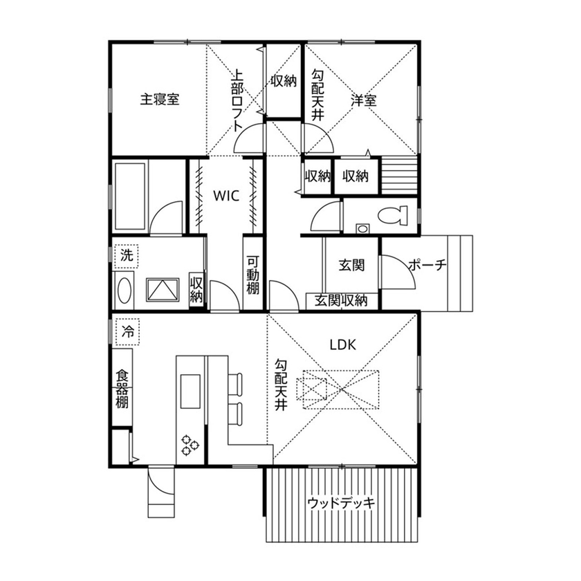 30坪の平屋間取り⑧ 間取り図