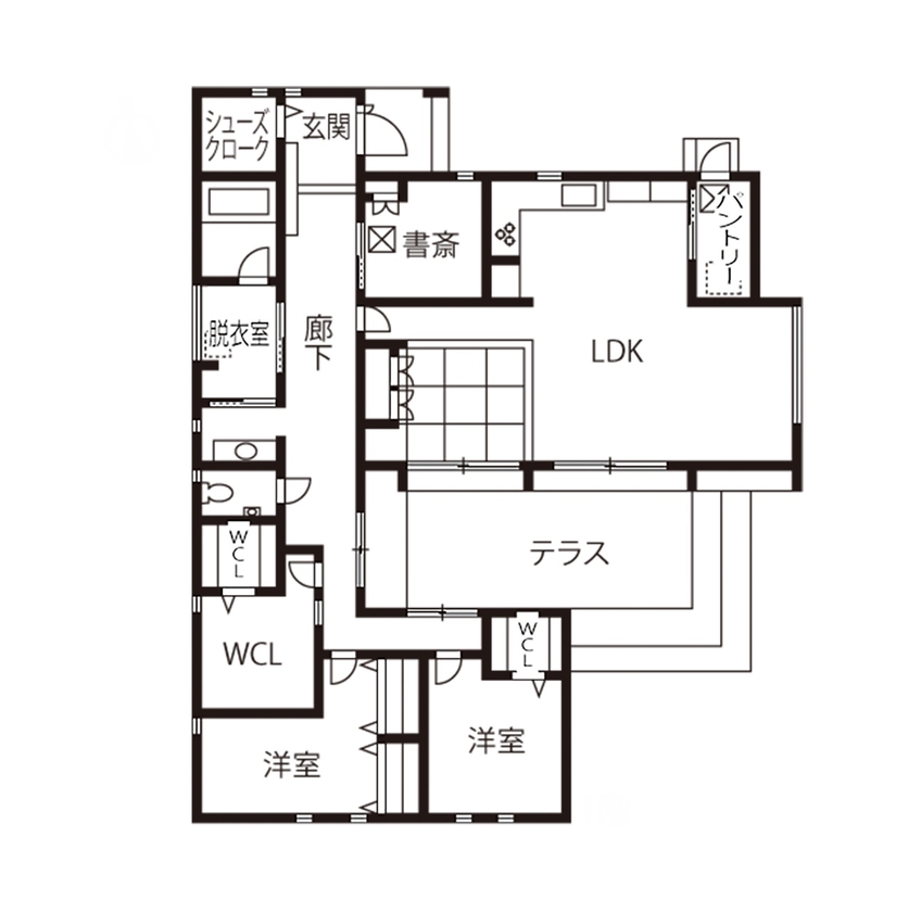 40坪の平屋間取り③ 2LDK 間取り図
