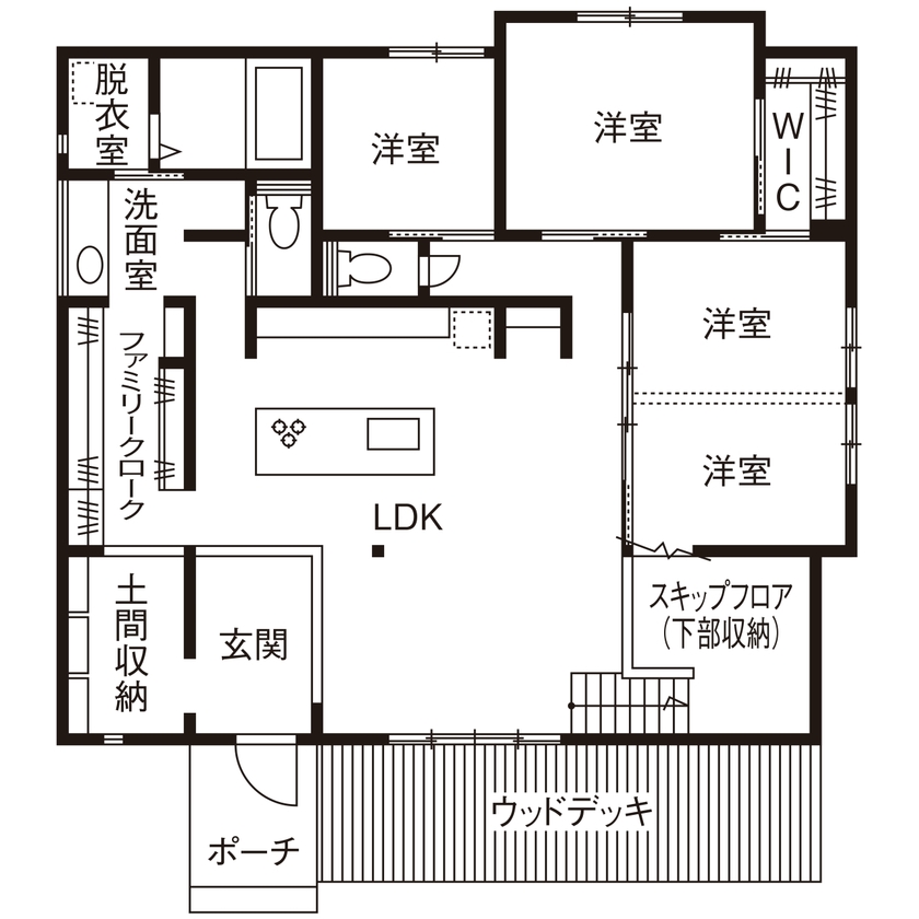 35坪の平屋間取り⑥ 3LDK 間取りプラン