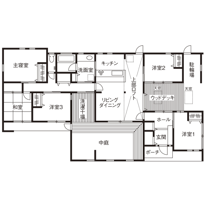 40坪の平屋間取り① 間取り図