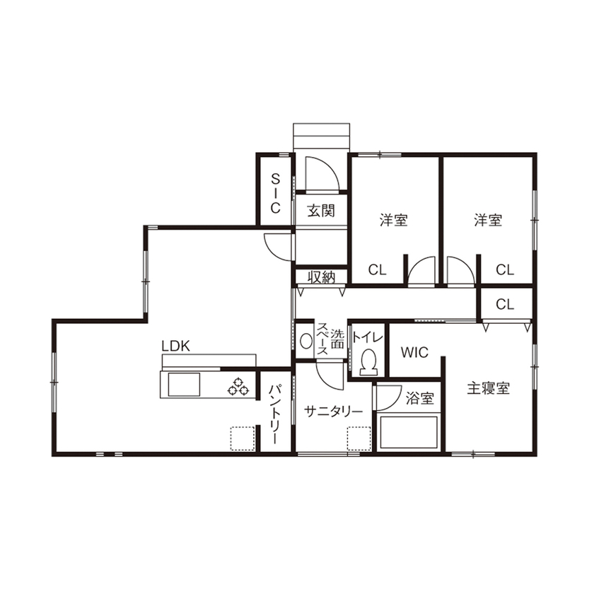 30坪の平屋間取り③ 間取り図