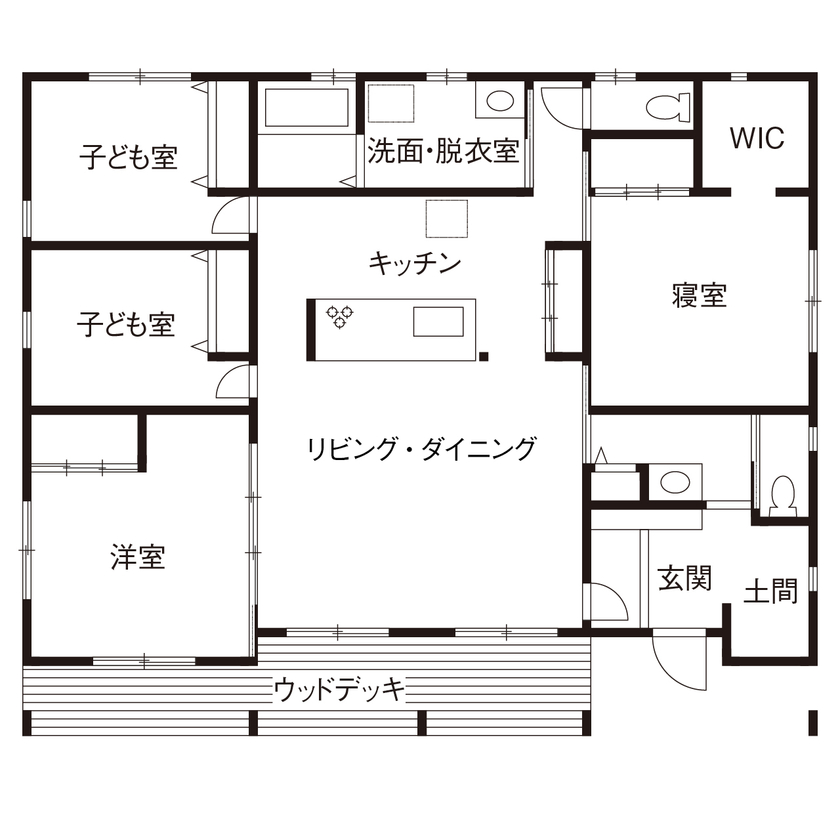 35坪の平屋間取り① 4LDK 間取りプラン