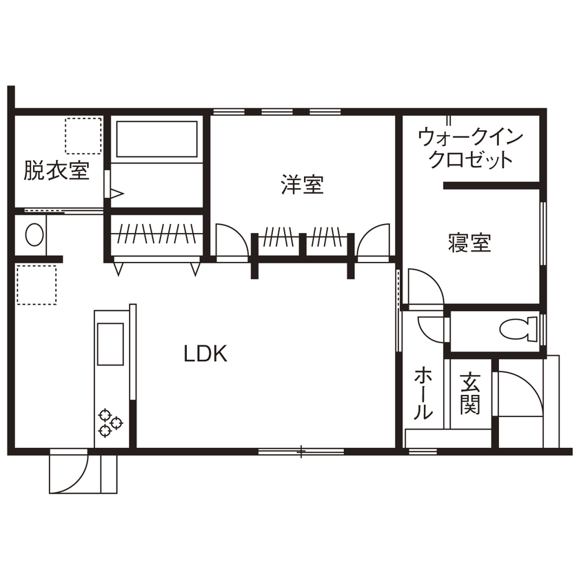 18坪の平屋間取り① 2LDK 間取り図