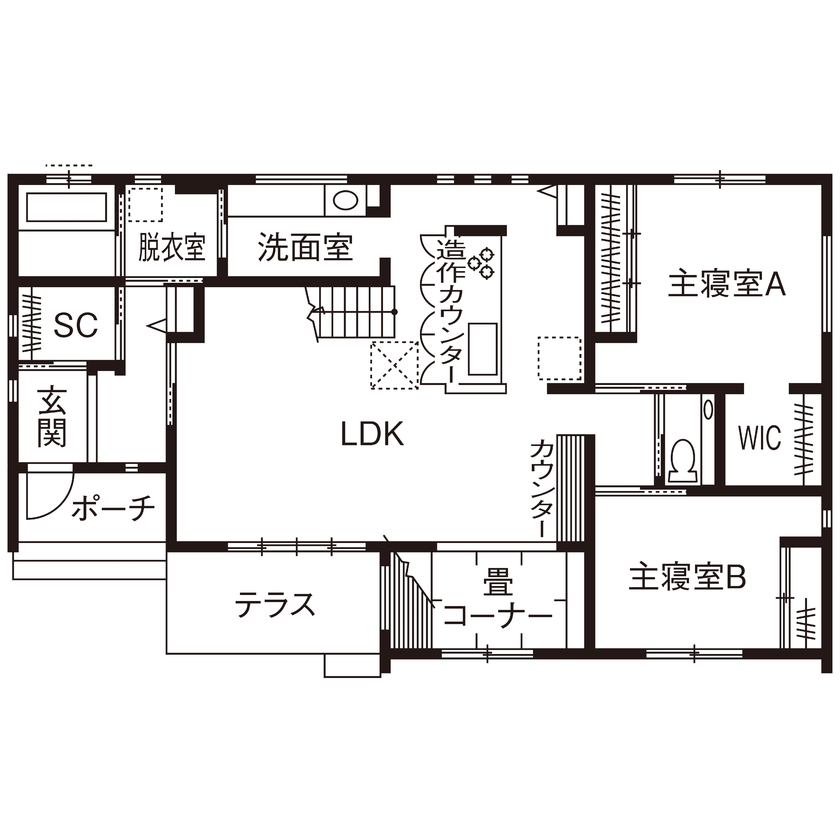 おしゃれな平屋間取り　⑥