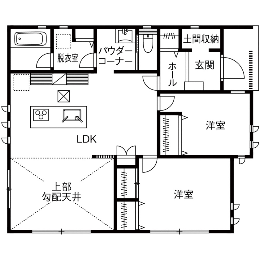 おしゃれな平屋間取り　①