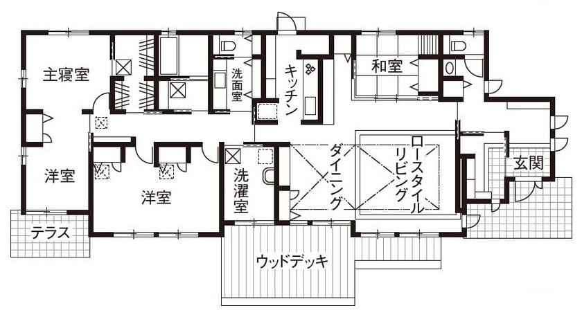 50坪のおしゃれな平屋間取り⑥　間取り図