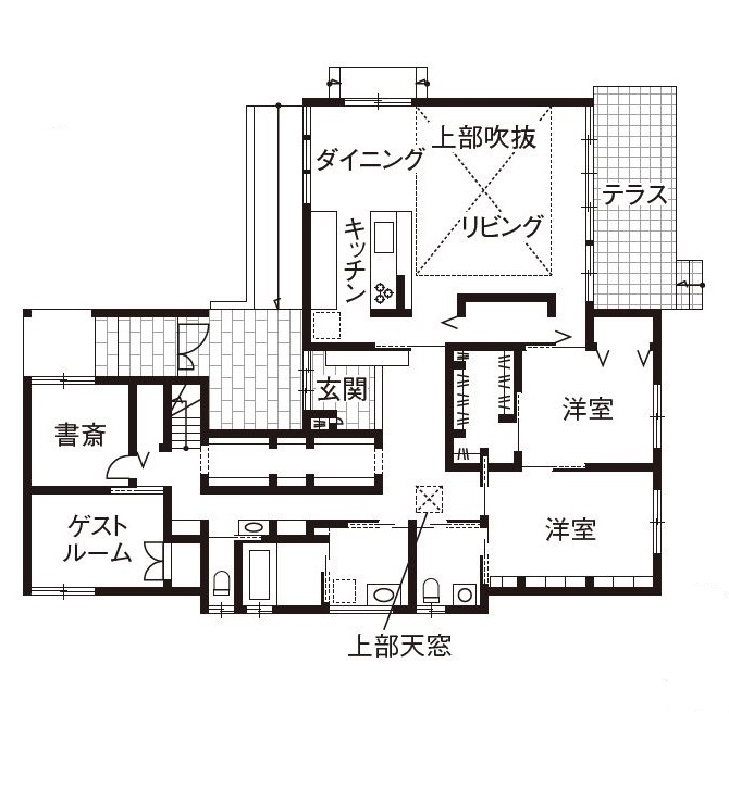 50坪のおしゃれな平屋間取り⑦　間取り図