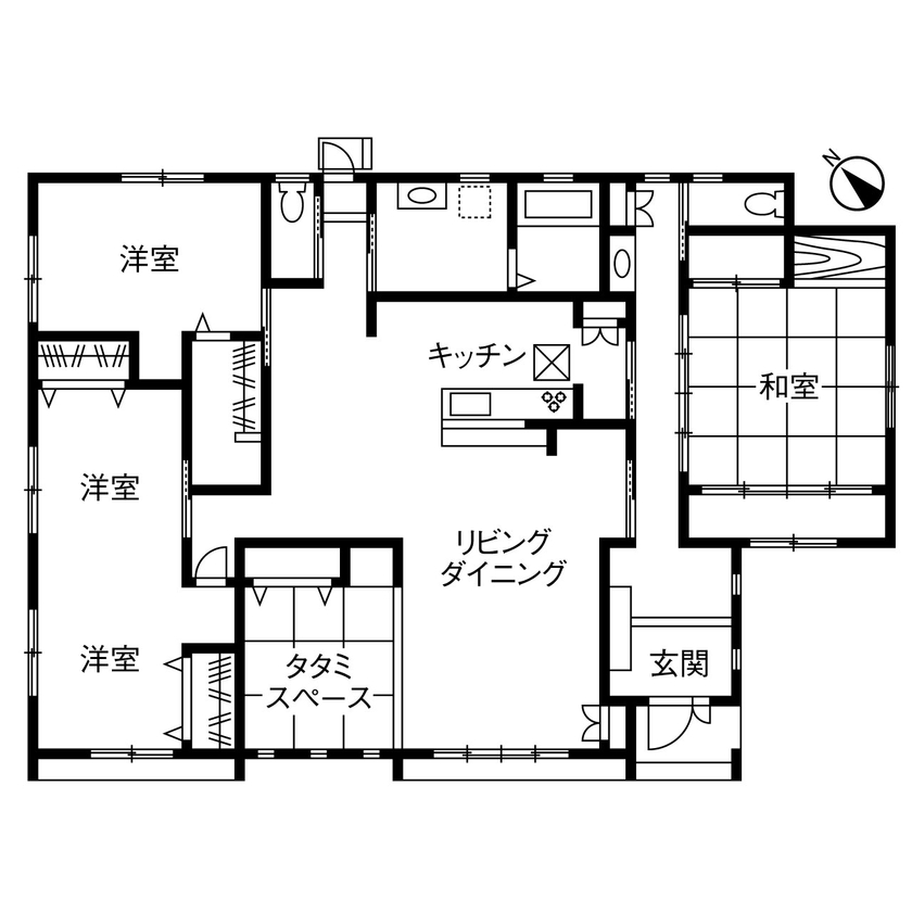 50坪のおしゃれな平屋間取り①　間取り図