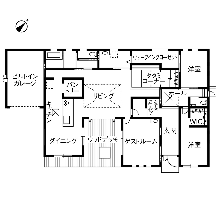 50坪のおしゃれな平屋間取り⑤　間取り図