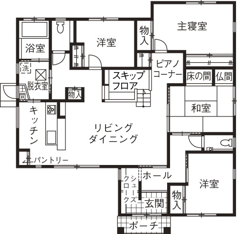 4LDKおしゃれ平屋の間取り⑦　間取り図