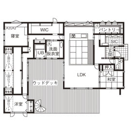 50坪のおしゃれな平屋間取り③　間取り図