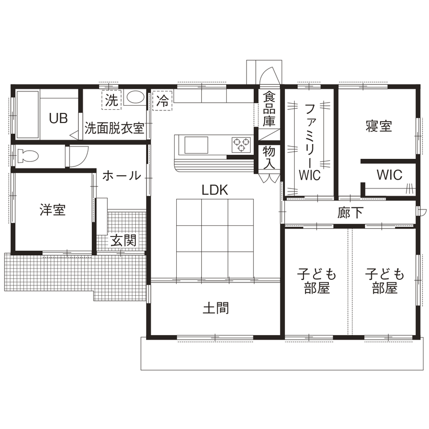 4LDKおしゃれ平屋の間取り⑨　間取り図