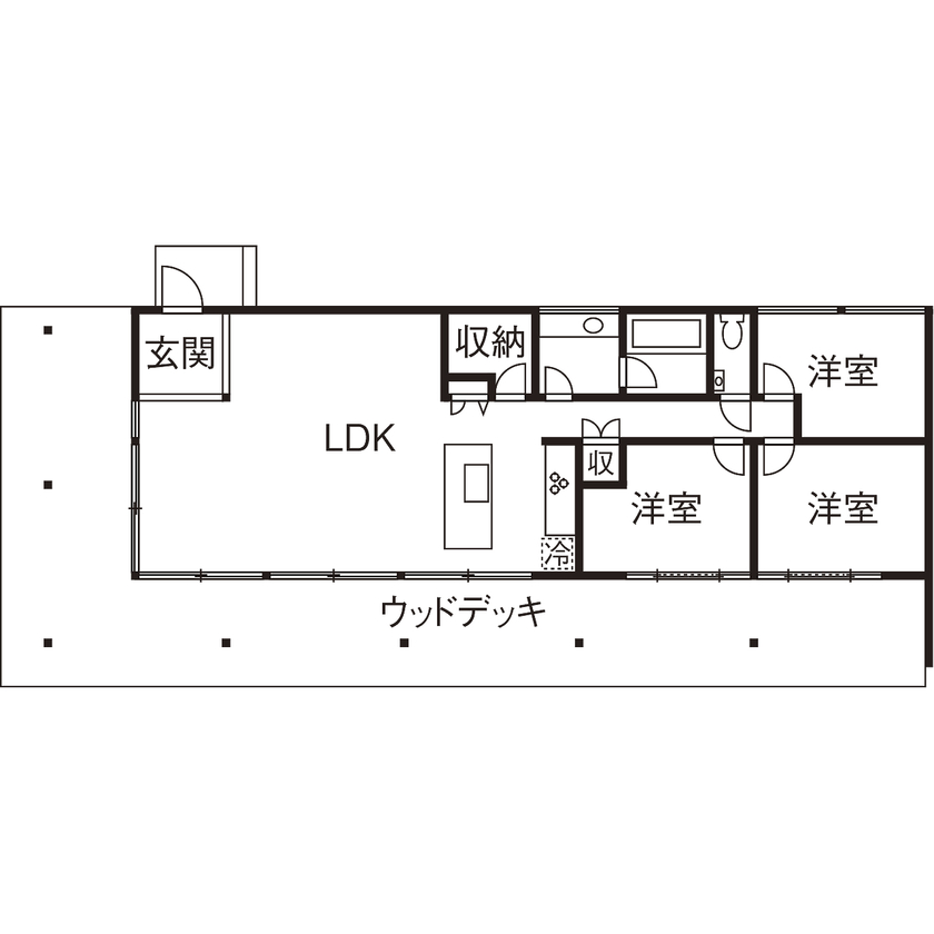 おしゃれでかっこいいモダンな平屋間取り⑥　間取り図