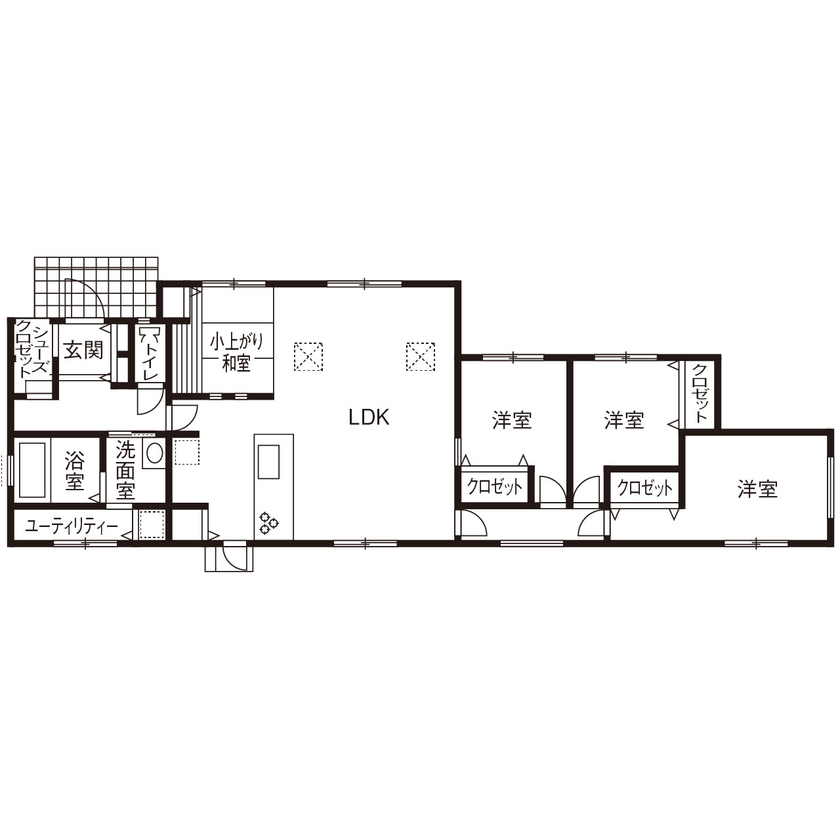 4LDKおしゃれ平屋の間取り⑤　間取り図