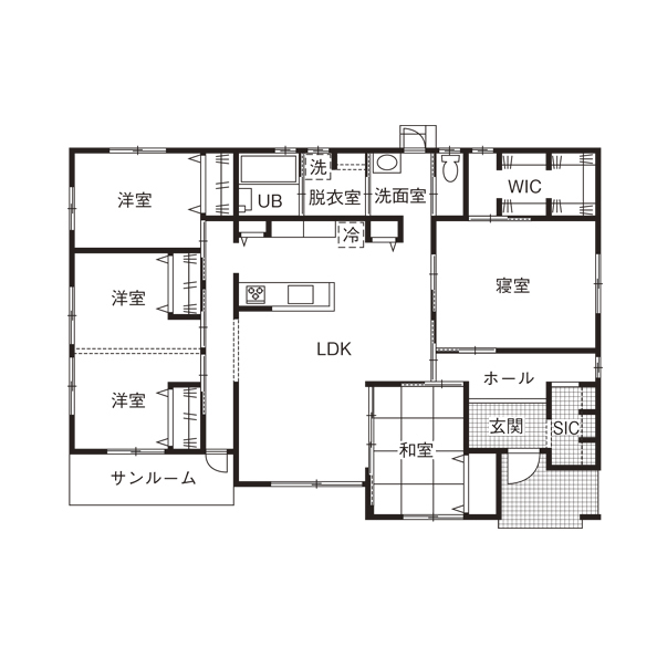 4LDKおしゃれ平屋の間取り⑩　間取り図