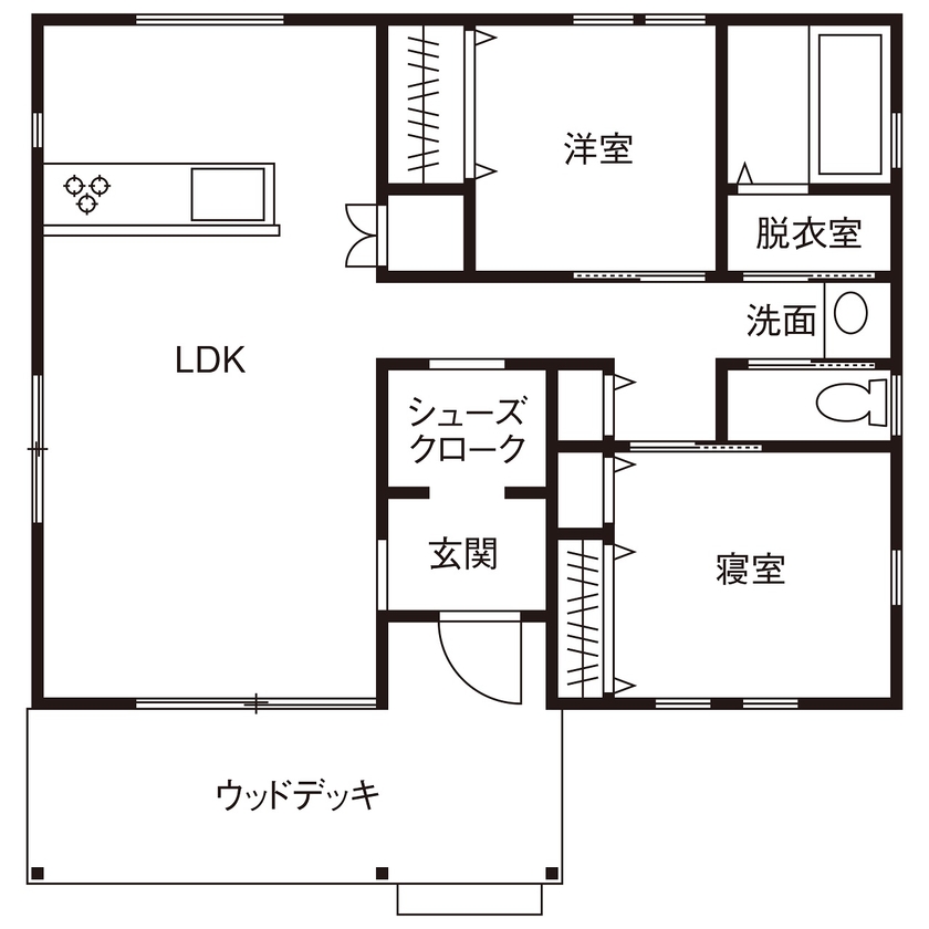 20坪のおしゃれな平屋間取り④　間取り図