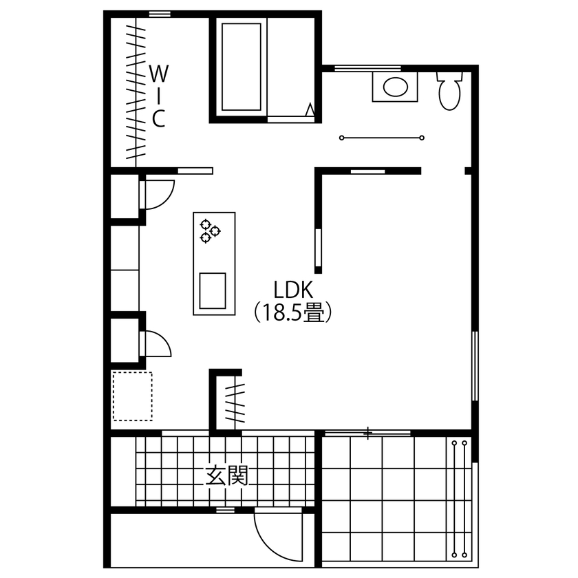 15坪の平屋間取り⑥　老後　間取り図