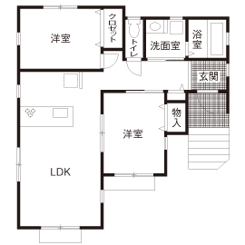 20坪のおしゃれな平屋間取り⑤　間取り図
