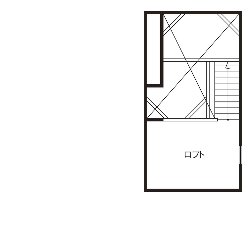 15坪の平屋間取り②　ロフトタイプ　間取り図