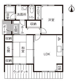 15坪の平屋間取り④　1,000万円　間取り図