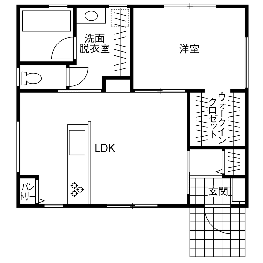 15坪の平屋間取り⑤　老後　間取り図