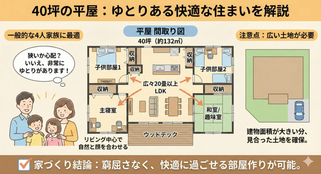 40坪の平屋 狭さの想定
