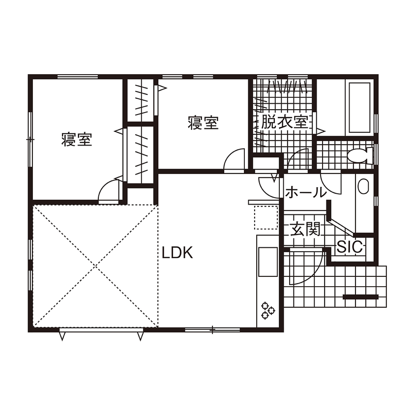 20坪のおしゃれな平屋間取り③　間取り図