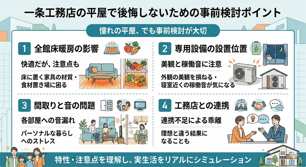 一条工務店の平屋で後悔する例